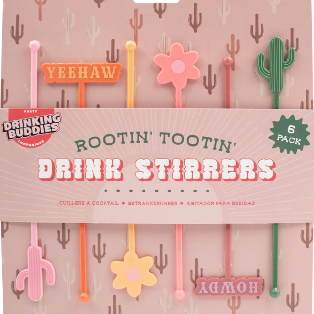 NWT Festival Rootin Tootin Drink Stirrers Cactus, Flower, YeeHaw & Howdy!